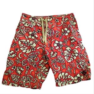 +UnionBay Men 36 Red Floral Swimsuit Swim Trunks Board Short